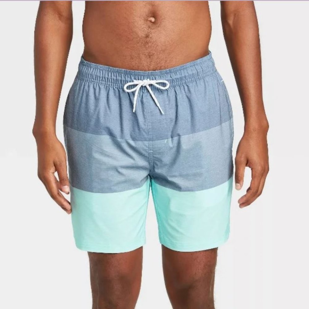 Men's 7" Tribong Colorblock Swim Trunks - Goodfellow & Co™ Blue XL